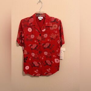 C.B. Collections Red Floral Blouse 2 pc comes with camisole